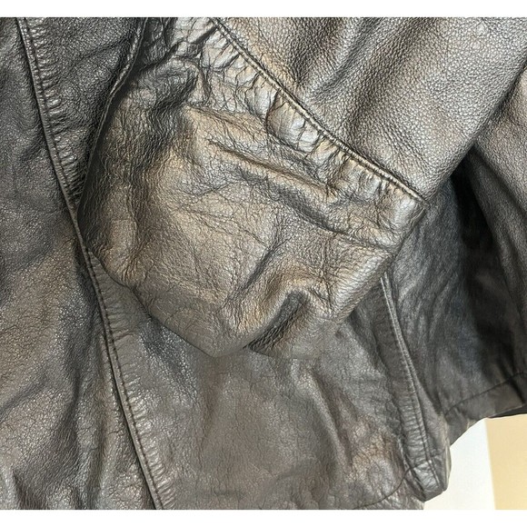 Wilson's Black Leather Women's Jacket Button down Mid length Size Large - Picture 9 of 10